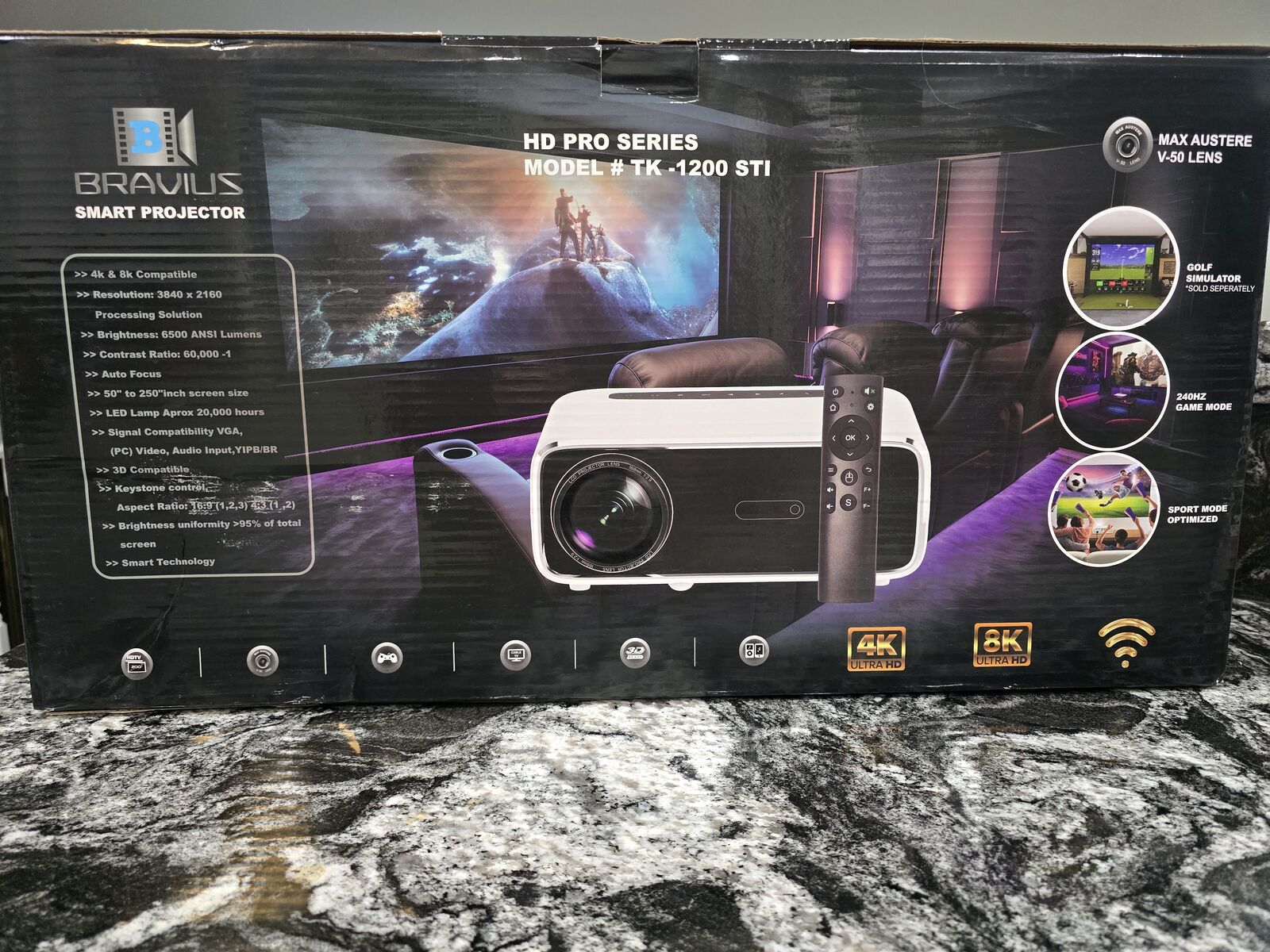 Bravius Smart Projector and 3D HD projector screen