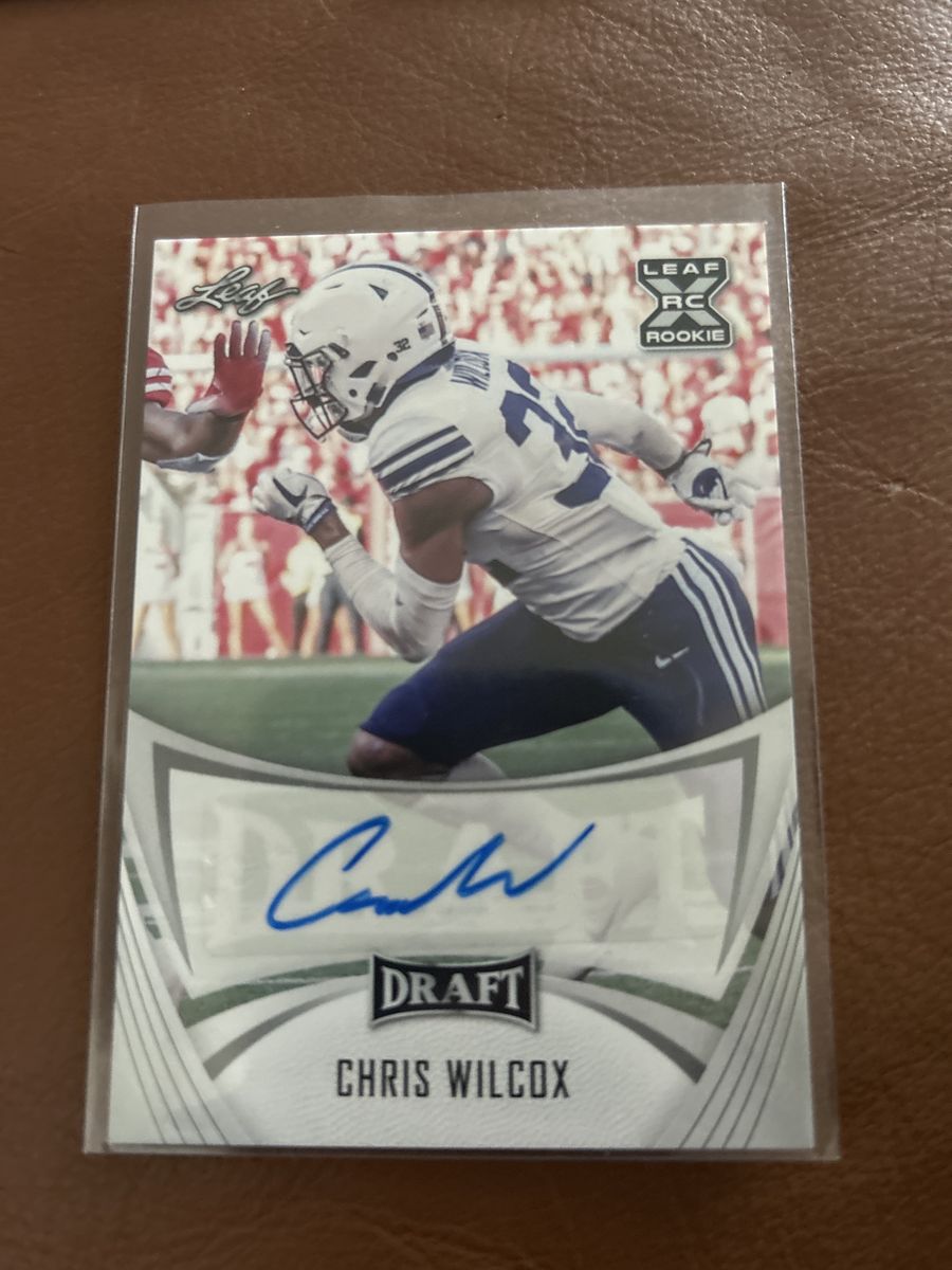 2021 BYU Cougars Certified Leaf RC Rookie Chris Wilcox Autograph Football Draft Card Hand Signed Auto