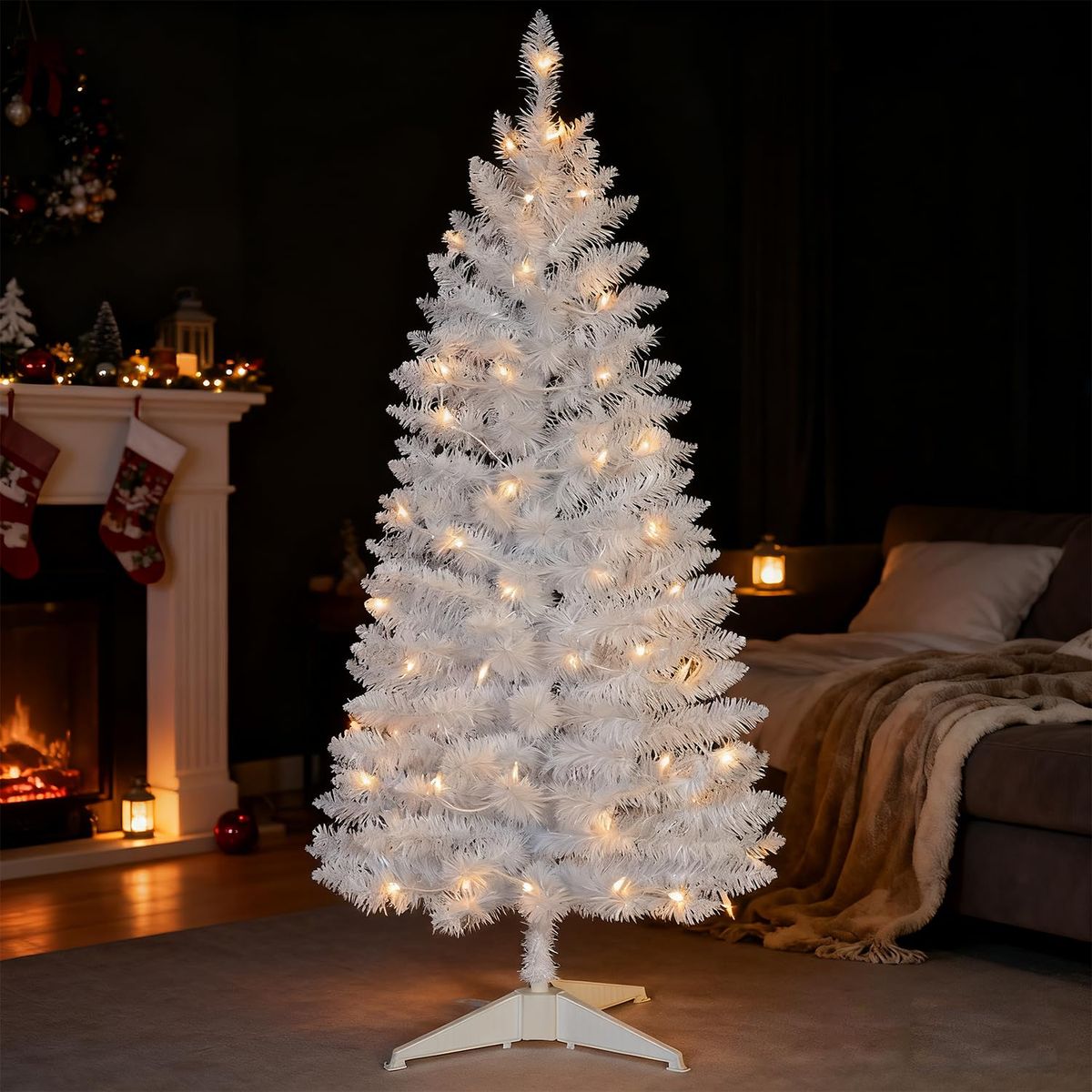 4ft Lighted Artificial White Christmas Tree