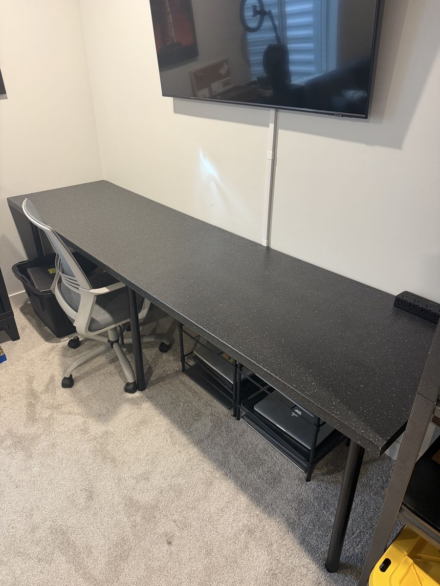 98” Desk & 2 Office Chairs