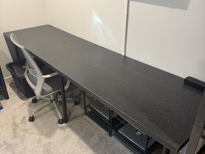 98” Desk & 2 Office Chairs