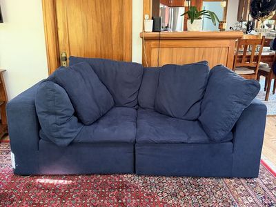 Downeast Modular Sofa & Ottoman - Dark Blue, 2-Seat Couch