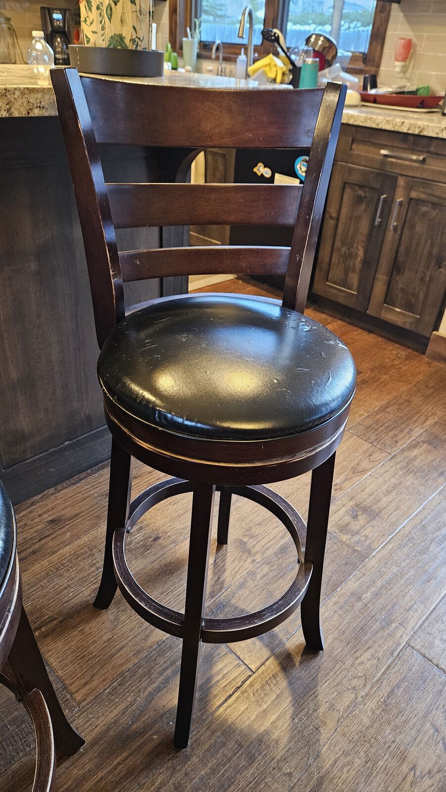 30 inch wood and faux leather barstools