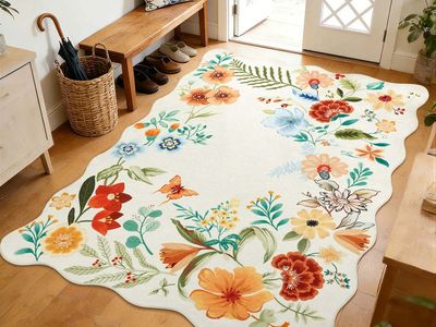 NEW 5'x7' Floral Botanical Living Room Rugs, Ultra-Thin Garden Flower