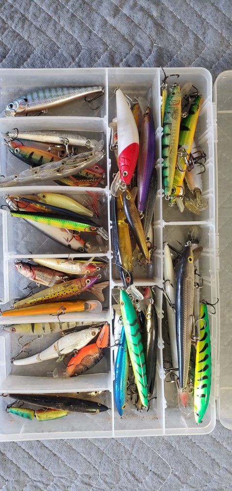 Large Assortment of Used Fishing Lures & Tackle Boxes - Various Brands & Styles