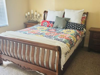 Wooden Queen Bed Frame With Mattress And Night Stands- Classic Design, Sturdy Construction with other decorations