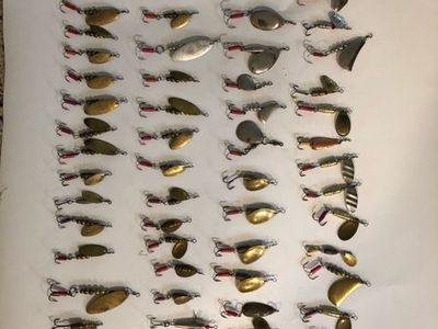 Vintage Spinners and Tackle Box