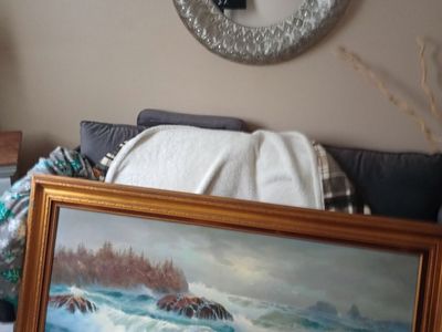 Round large silver mirror