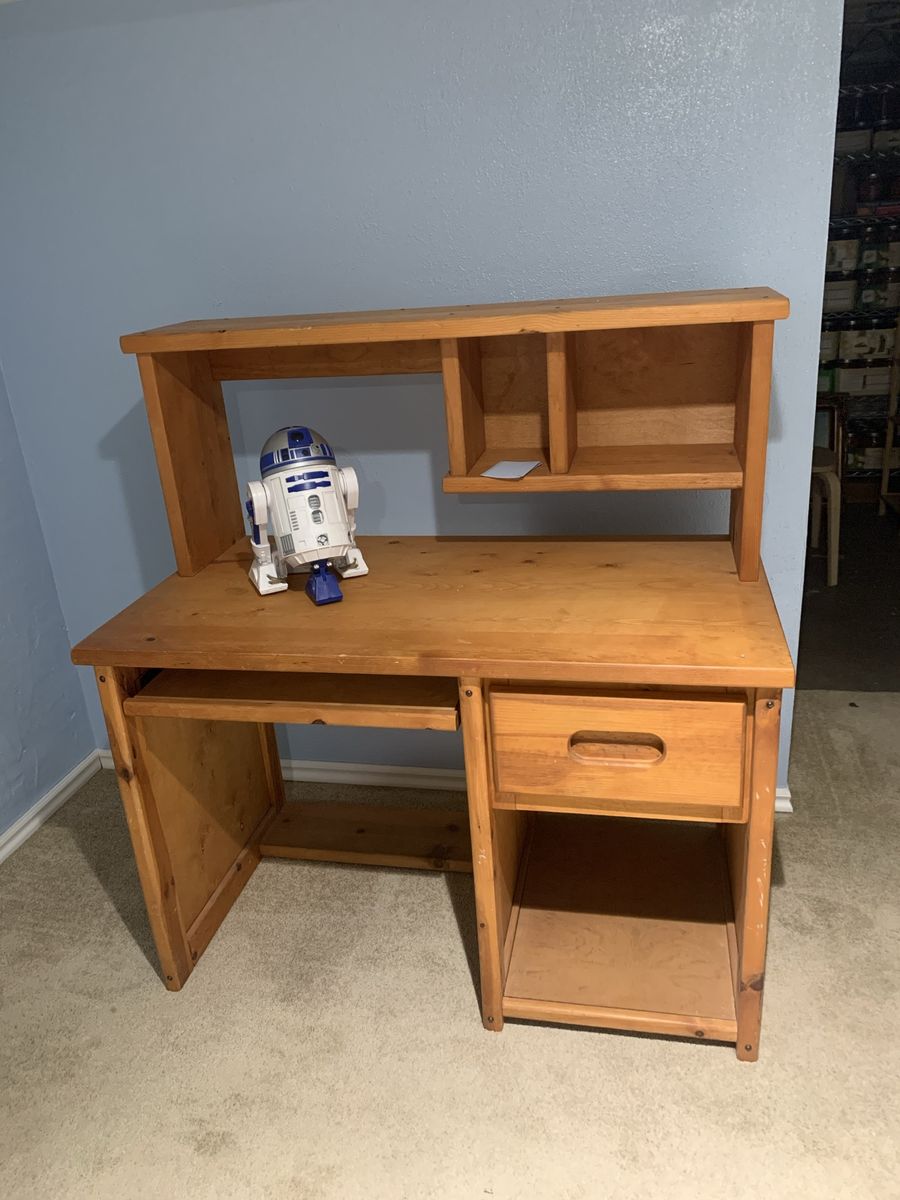 Wooden Student Computer Desk with Hutch, Drawer, and Keyboard Tray