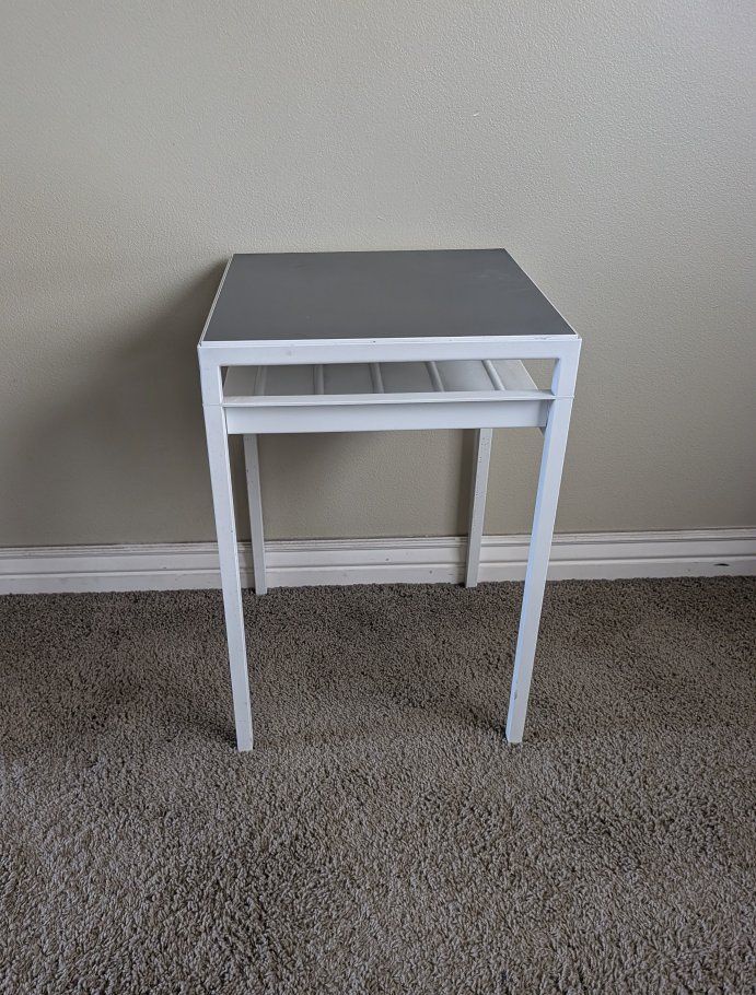 White Metal Side Table with Storage Shelf