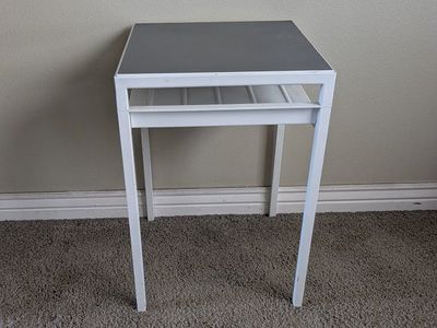 White Metal Side Table with Storage Shelf