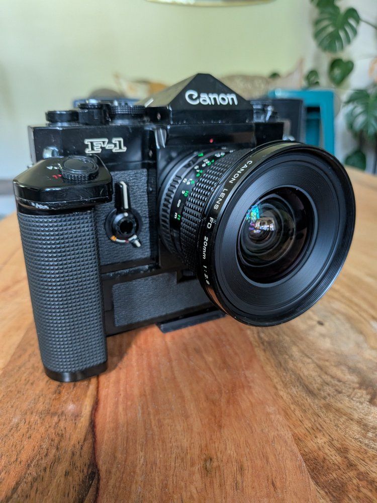 Canon F1 camera with lens