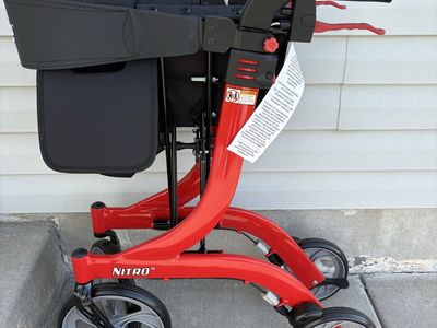 Drive Nitro Rollator Walker Red Folding Mobility Aid with Seat and Bag