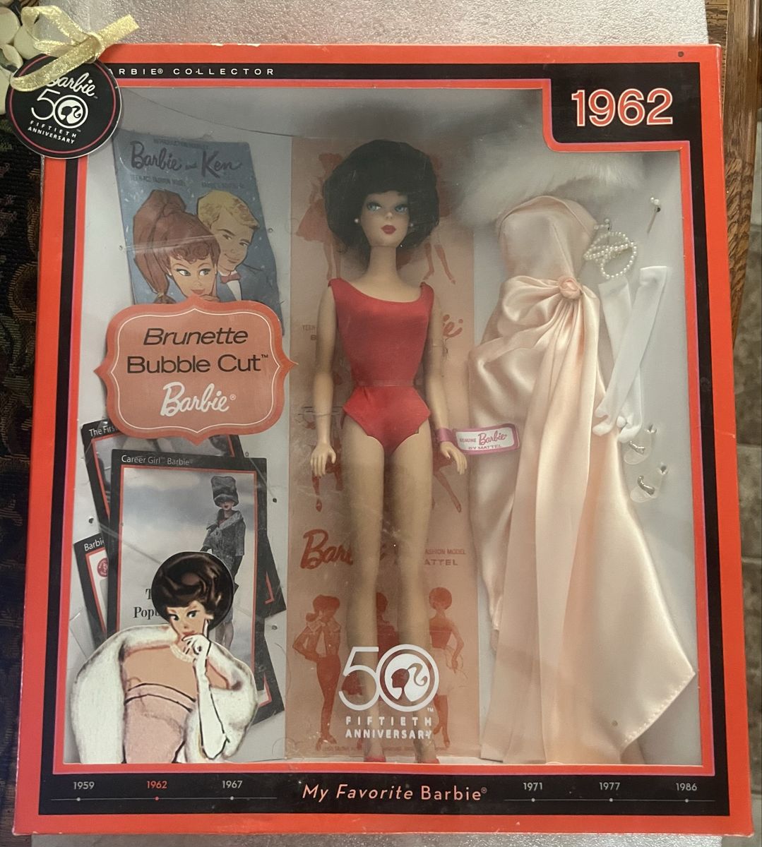 50th Anniversary My Favorite Barbie 1962 Brunette Bubble Cut Doll - NRFB