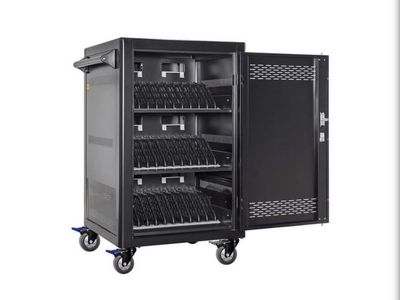 Black Heavy-Duty Rolling Tablet and Laptop Charging Cart Storage Cabinet - 3x available via