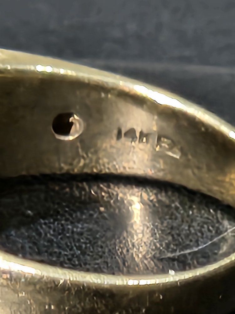 14K Gold Diamond Accented Men's Ring, Size 11, Vintage Style