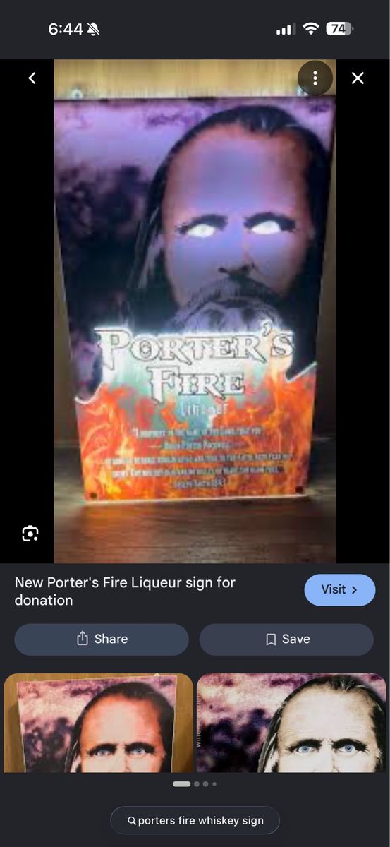 Porter's Fire Liqueur LED Sign - New in Box (75.5x54.5x10.5 cm, 9.5 kg)