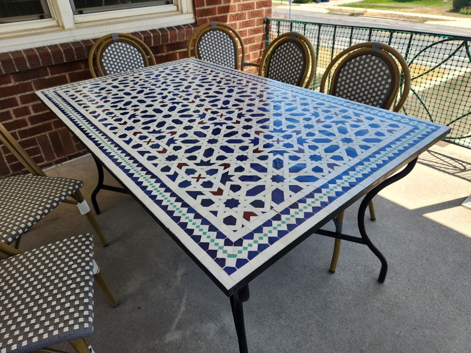 Mosaic Tile Outdoor Patio Dining Table Moroccan Style 78"x39"