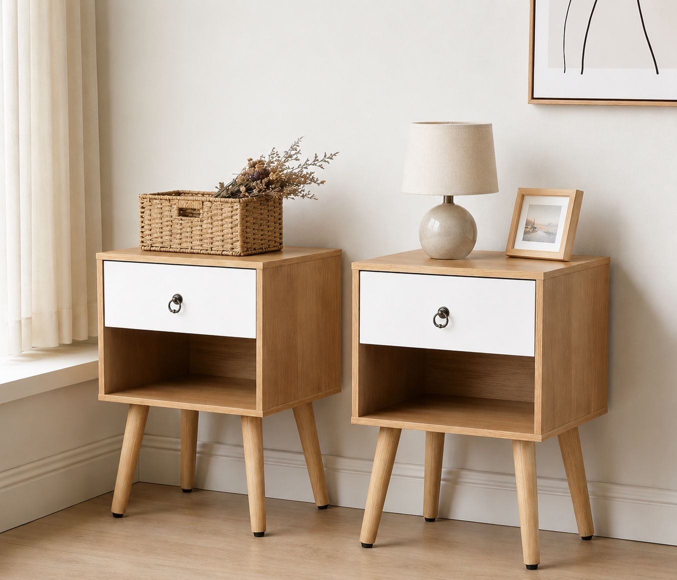 Modern Mid-Century Nightstands — 2 Pack