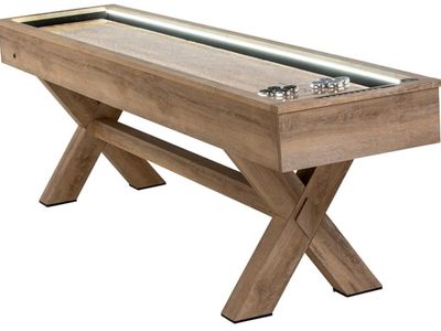 American Legend LED Shuffleboard with Buffet Top - Modern Style - Light Up LED Rails - Buffet Top with 2-Piece Leaf Design