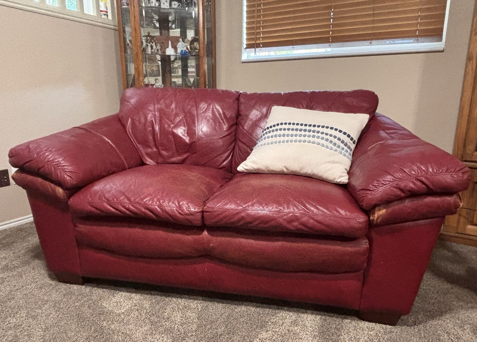 Red Leather Loveseat - Comfortable 2-Seater Sofa