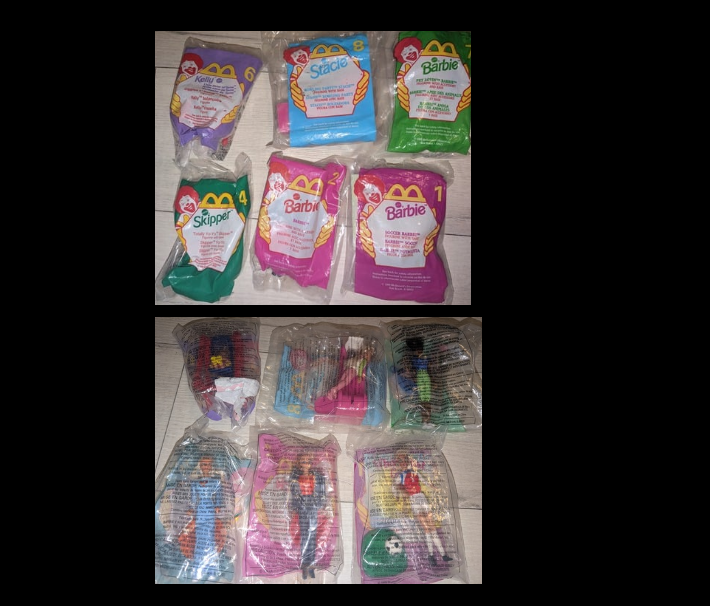 Vintage Lot of 6 McDonalds Barbie Doll Figures Toys Kids Meal Toys - Sealed In Pkgs