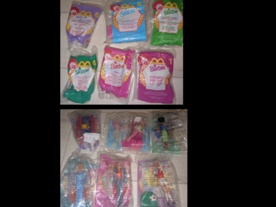 Vintage Lot of 6 McDonalds Barbie Doll Figures Toys Kids Meal Toys - Sealed In Pkgs
