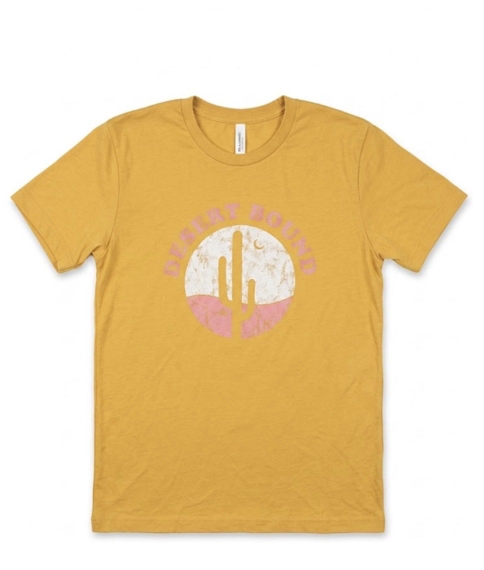 Bella + Canvas "Desert Bound" Graphic T-Shirt - Mustard Yellow, Women's M, Cotton Blend, Regular Fit