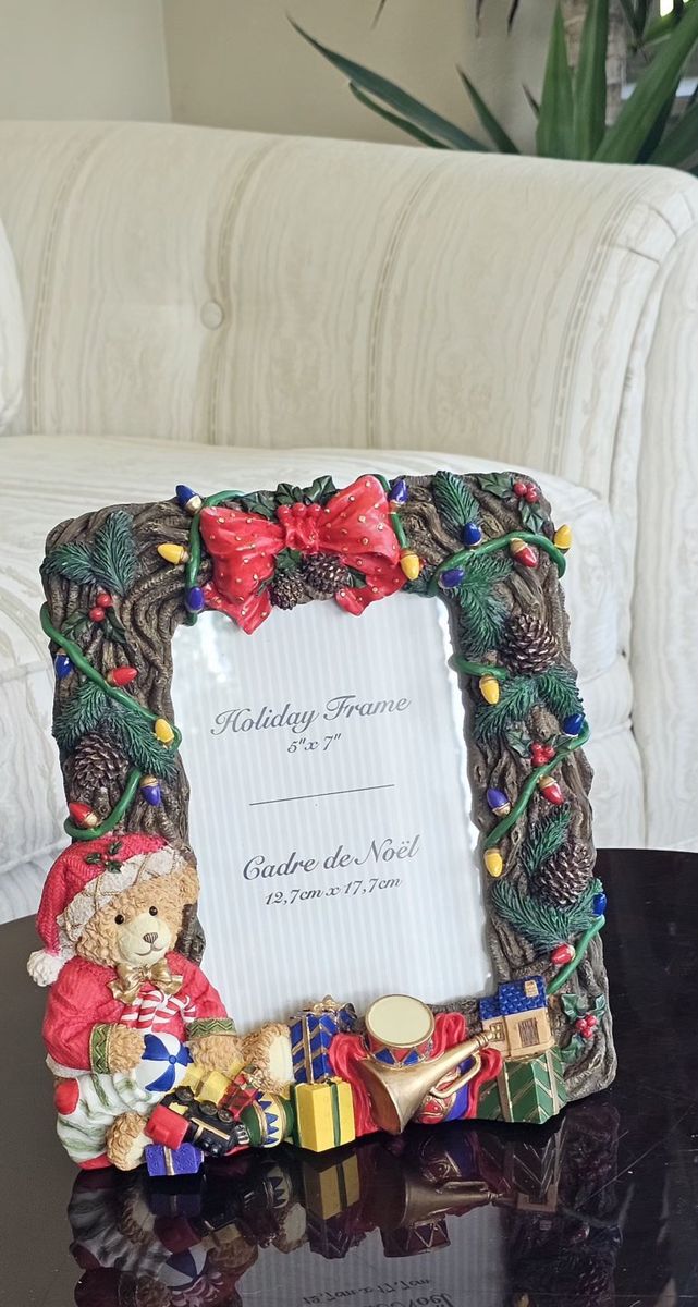 Christmas Teddy Bear Holiday Photo Frame 5" x 7"