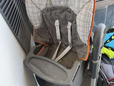 Baby High Chair with Plaid Cushion and 5-Point Harness