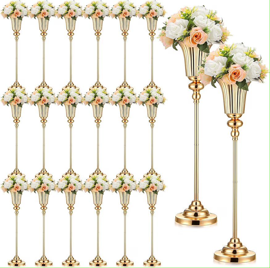 Gold flower vase for decorative centerpieces 6 pcs