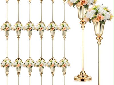 Gold flower vase for decorative centerpieces 6 pcs
