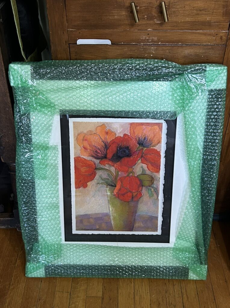 Northern Utah Artist Barbara Dowdle Poppies Signed Framed