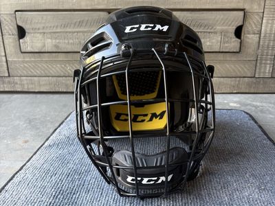 CCM Tacks 210 Ice Hockey Helmet with Face Cage - Black, Size Medium