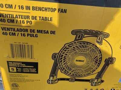 Almost New 16 Bench Top Dewalt Fan