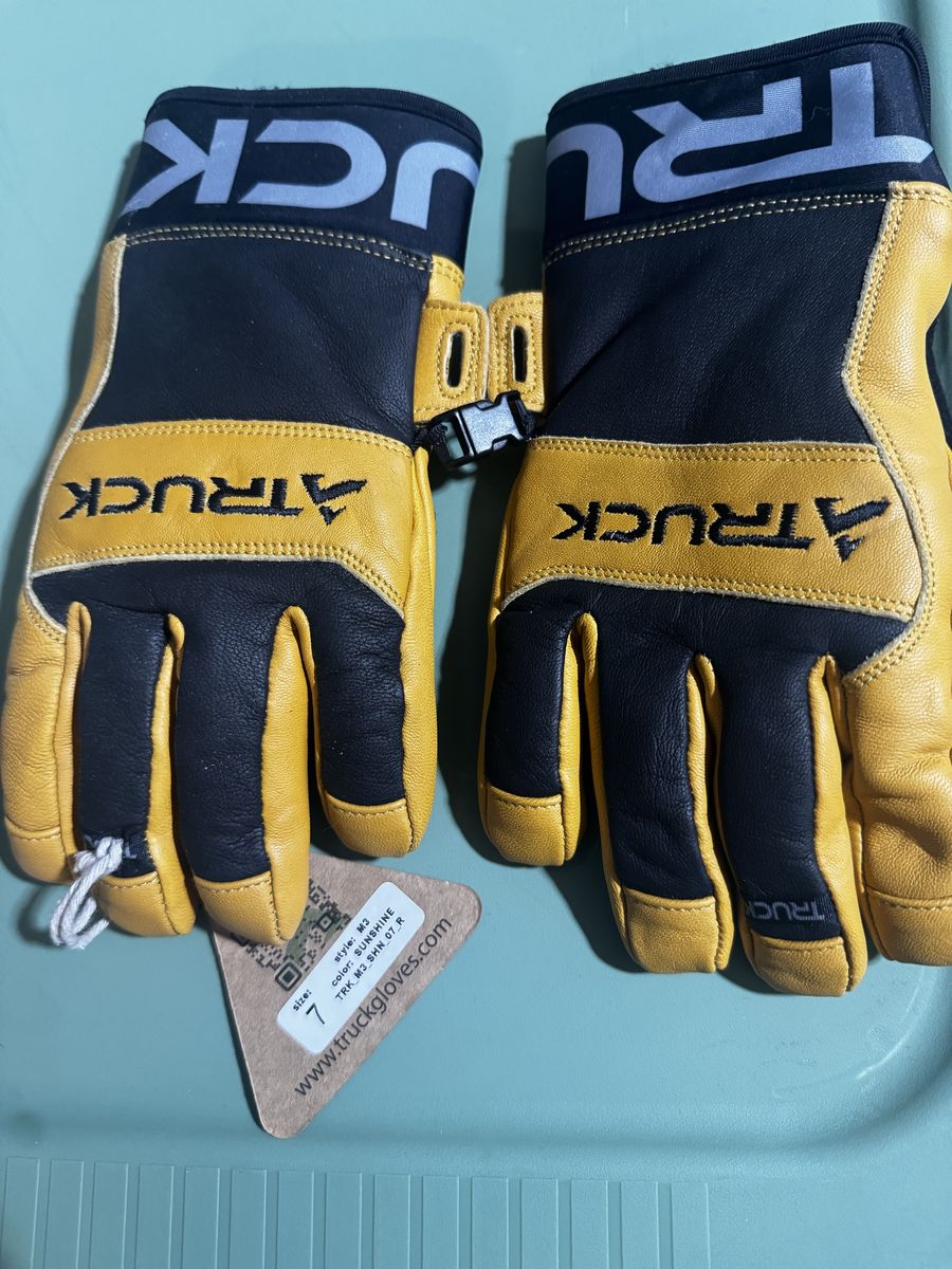 TRUCK M3 Leather Ski Gloves Sunshine Yellow Black Size 7