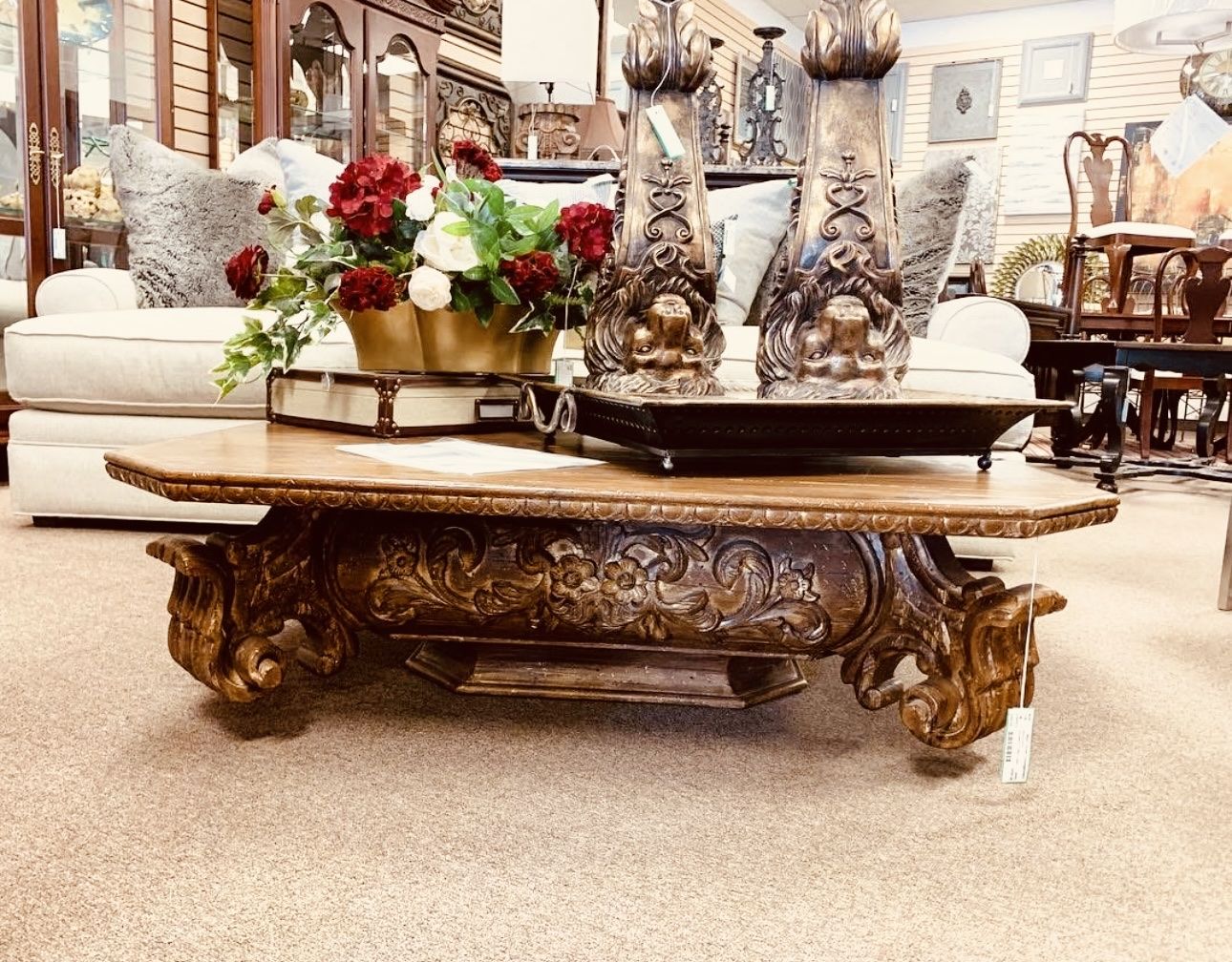 Gorgeous Restoration Hardware RH Baroque Carved Coffee Table  Pristine Modern Stunning