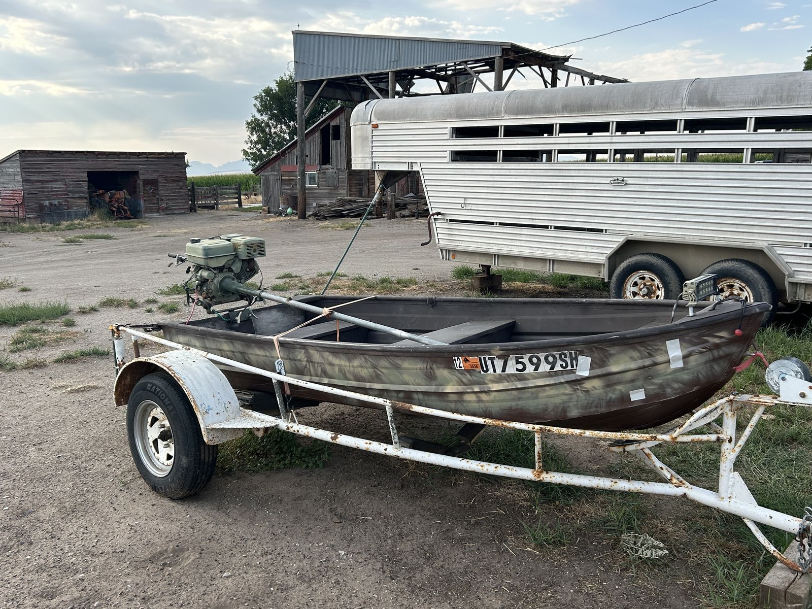 12Ft fishing and duck hunting boat with trailer