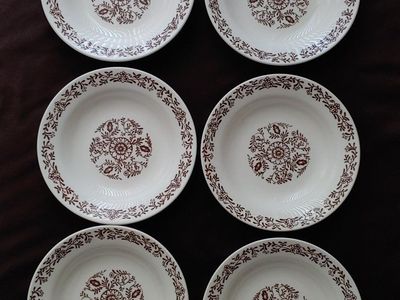 EC Rare Vintage Oxford Soup Salad Bowl Plates set of 6 Made in Brazil