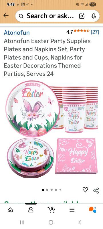 New in Package! Easter Paper Tableware Set