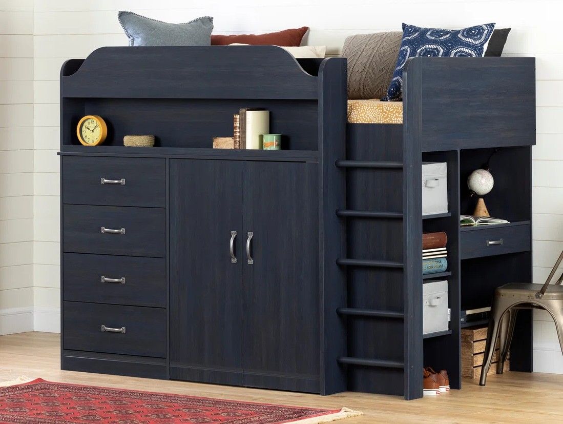 South Shore Arlen Twin Loft Bed with Desk, Dresser & Wardrobe - $300 obo