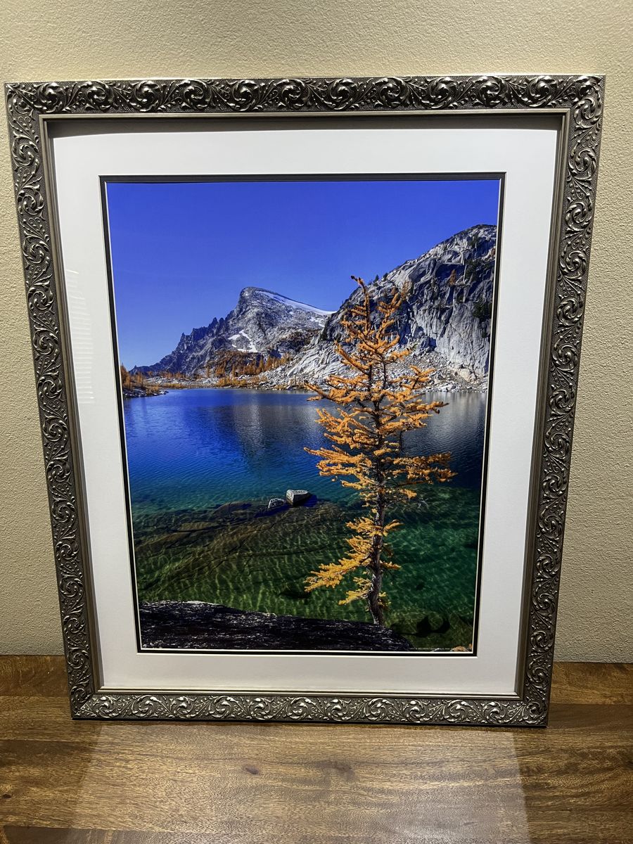Framed Nature Print - Canadian mountain lake in the fall - 18"x24" - Mint condition