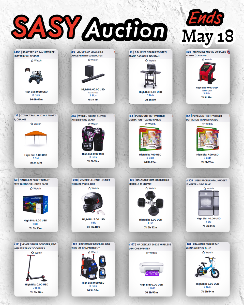 HUGE Online Auction - Electronics, Tools, Toys & Home Goods! Bidding starts at $1.00 Ends: Monday, May 18th @ 6:00 PM!