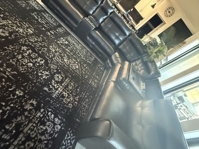 Black leather sectional