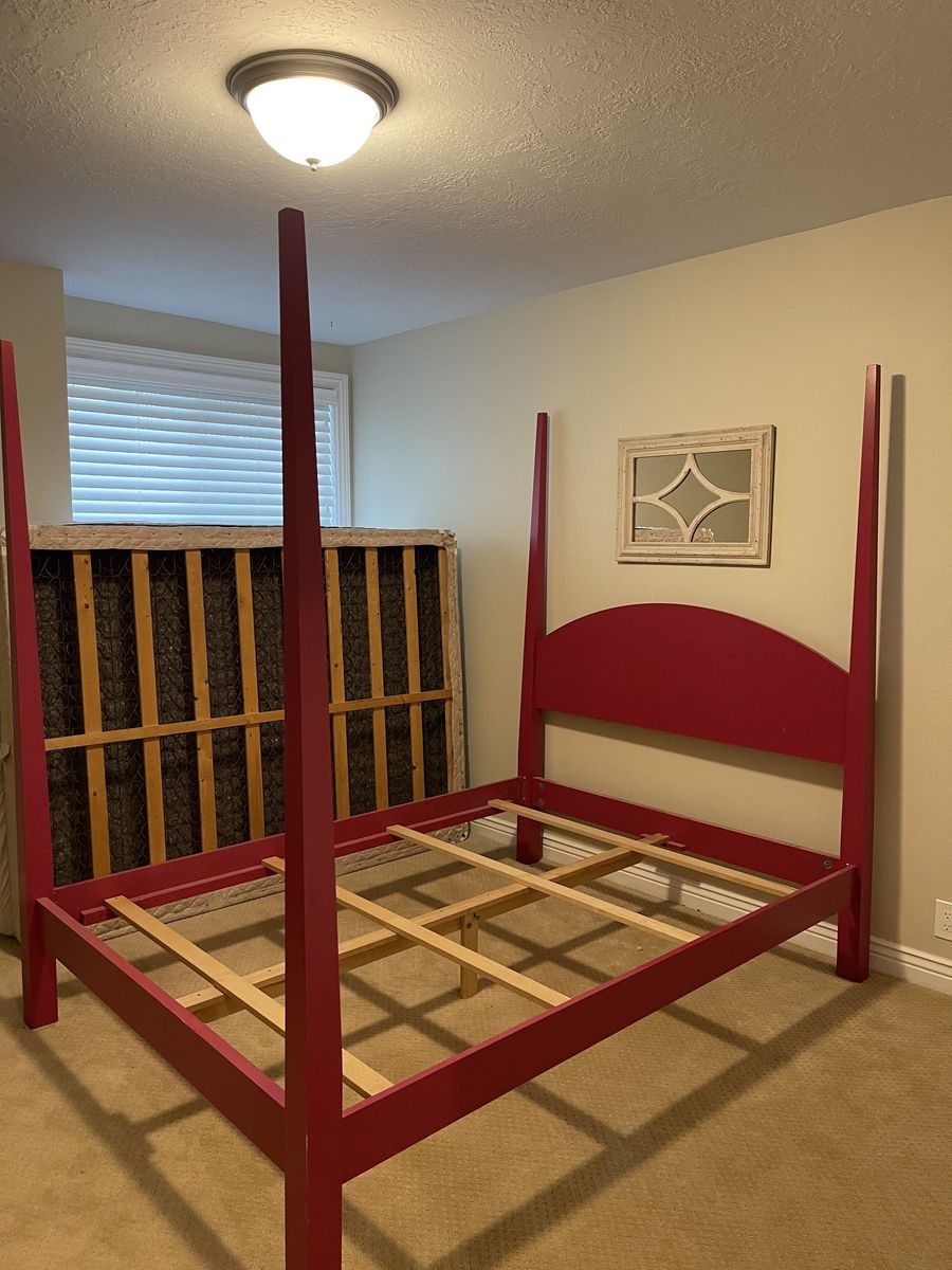 Queen wooden bed frame Raspberry red