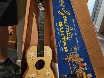 Vintage 1950s Emenee Gene Autry Guitar with Automatic Chord Player and Original Box