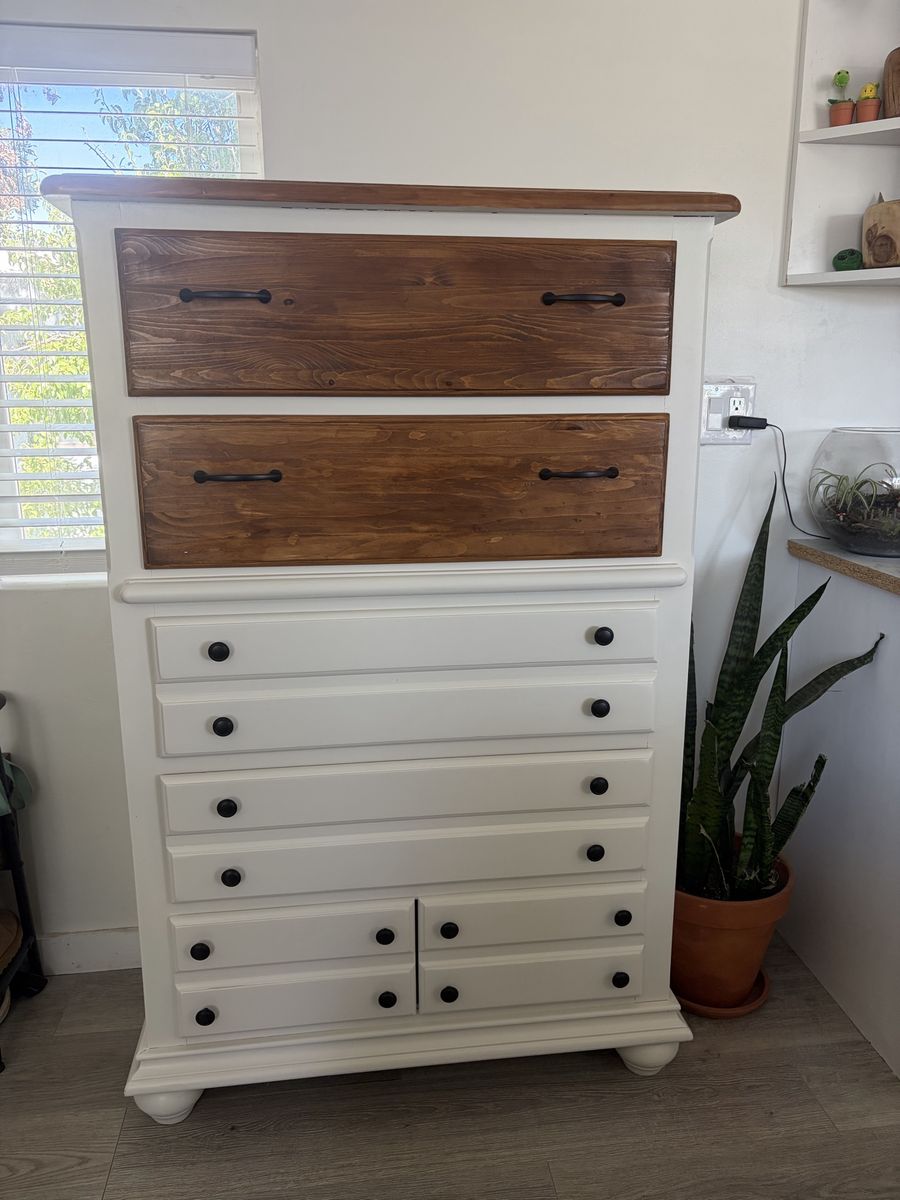 Solid wood refinished dresser