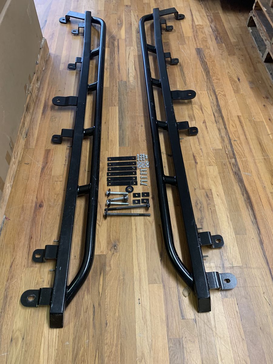 Rock Hard 4x4 Patriot Series Tube Slider Rocker Guards Angled Down for JT Jeep Gladiator RockHard RH-80106