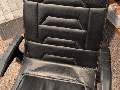X Rocker Black Leather Gaming Chair with Gray Trim