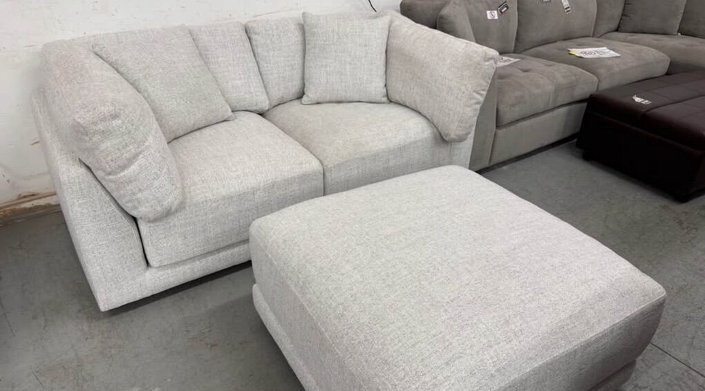 Loveseat Couch Modular Ottoman 3 Pc